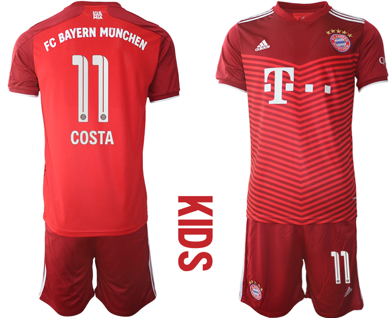 Youth 2021-2022 Club Bayern Munich home red #11 Soccer Jersey